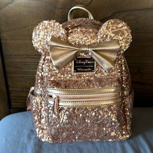 Rose Gold Minnie Loungefly Backpack